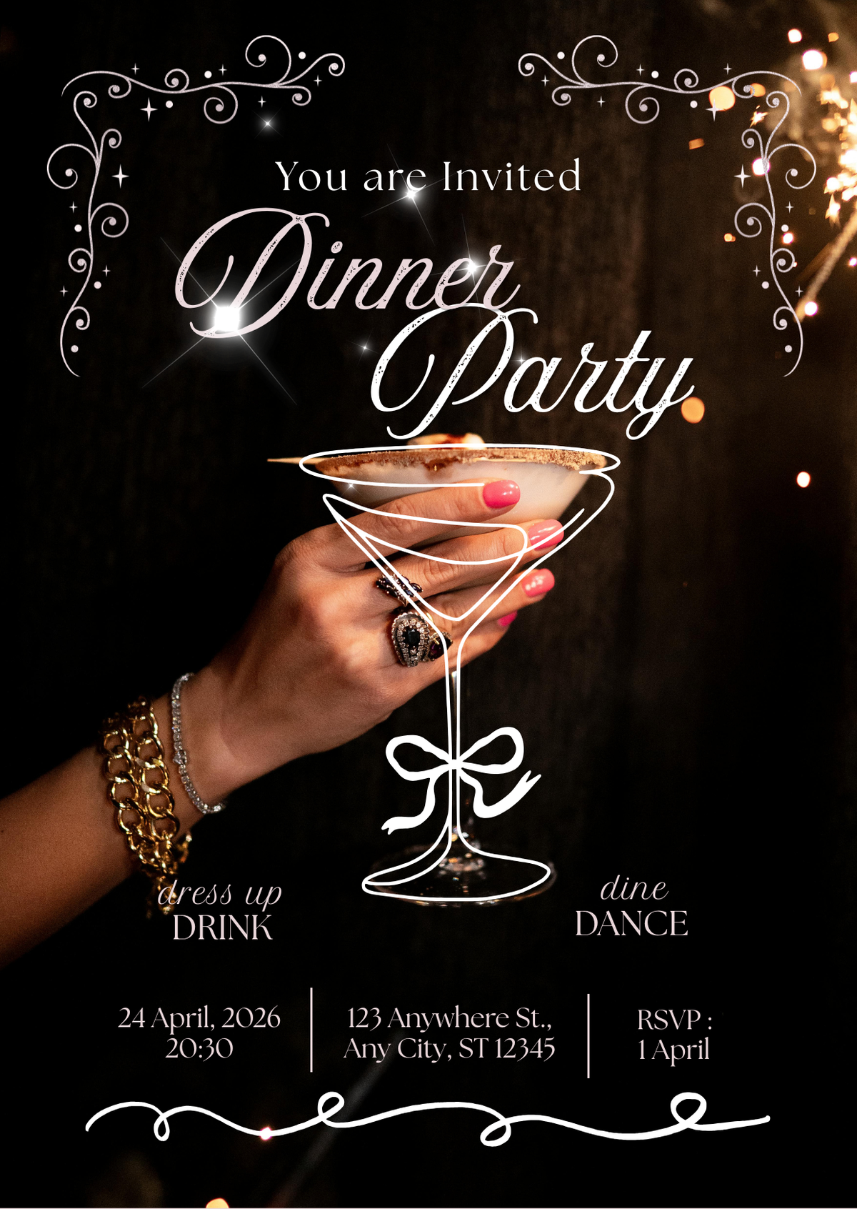Editable Dinner Party Invitation
